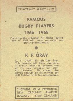 1968 Playtime Rugby Gum Famous Rugby Players - Blue #25 Ken Gray Back
